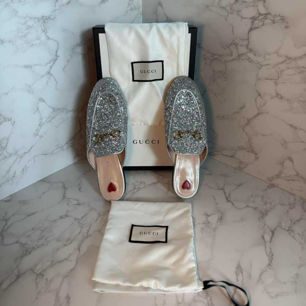 Authentic GUCCI shoes for women - Silver Glitter with Metallic Silver Leather